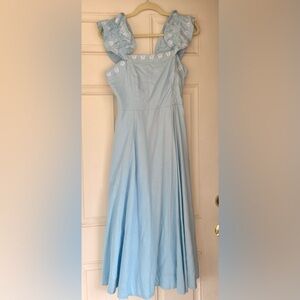 NWT Crown & Ivy Elegant Blue Ruffle Sleeve Dress